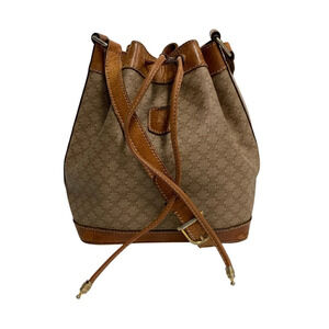 CELINE Macadam Shoulder Bag Handbag Crossbody Brown